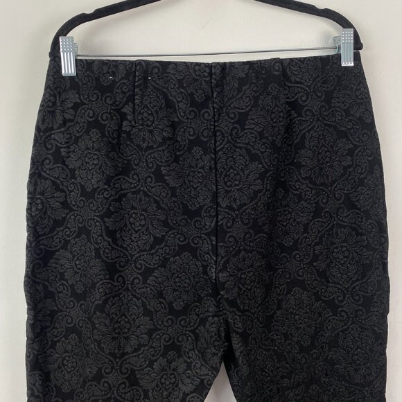 Chicos So Slimming Juliet Flocked Pants Size 2 US 12 Large Black Ankle Pull On - Picture 5 of 11